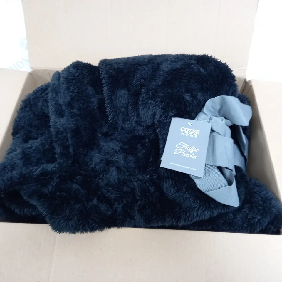 COZEE HOME FLUFFY PONCHO IN BLACK
