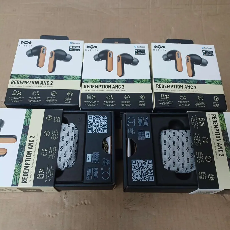 BOXED AS NEW SET OF 5 MARLEY REDEMPTION ANC 2 WIRELESS EARBUDS