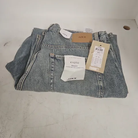 JACK & JONES GIRLS KYOTO BAGGY JEANS – LIGHT BLUE DENIM, SIZE 32/32