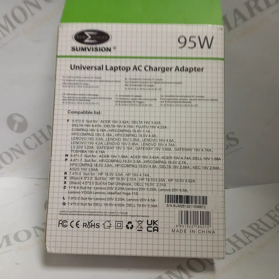 SUMVISION 95W UNIVERSAL POWER ADAPTER