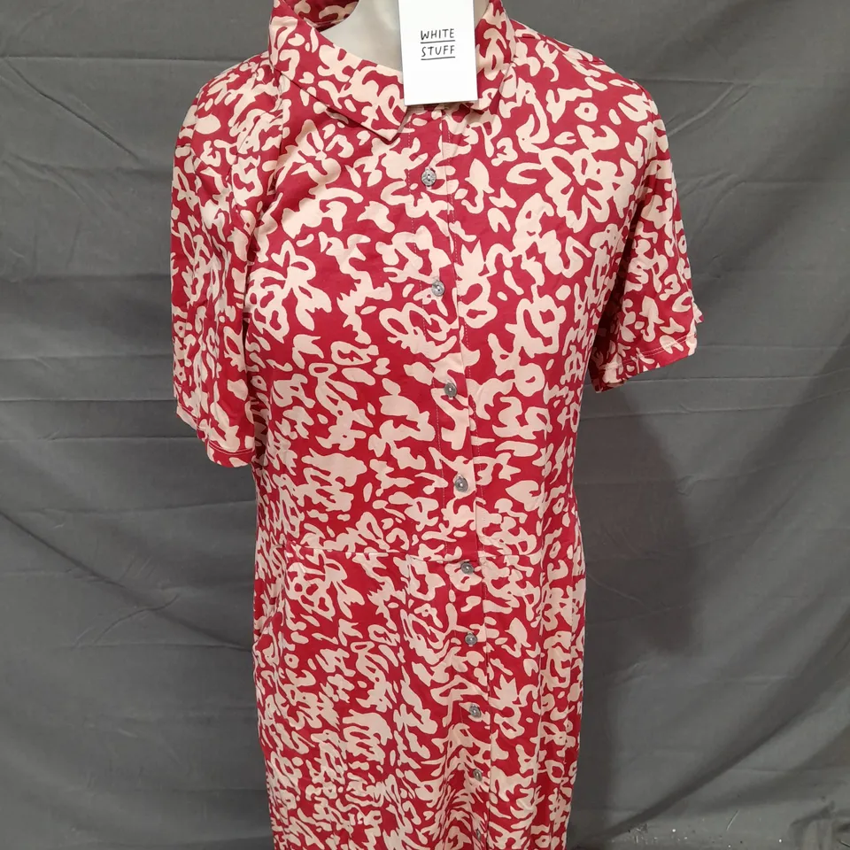 WHITE STUFF RUA JERSEY SHIRT DRESS IN RED - UK 16