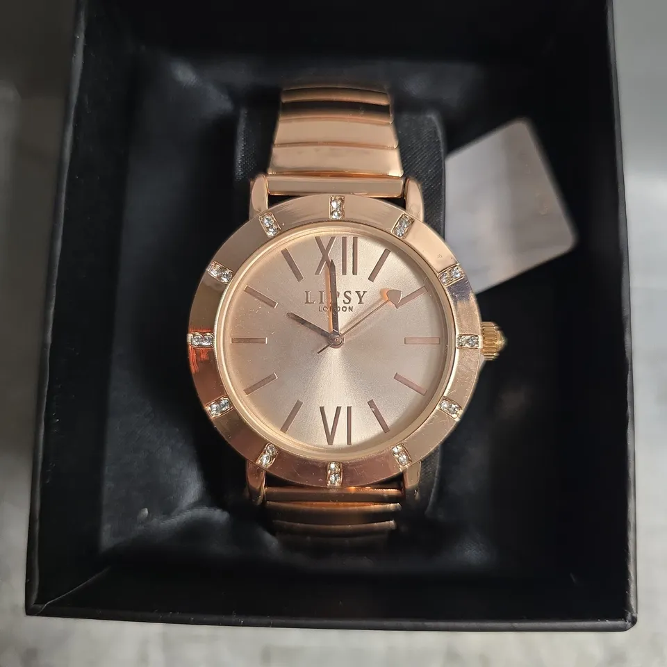 LISPY GOLD TONE DIAL GOLD TONE BRACELET WATCH