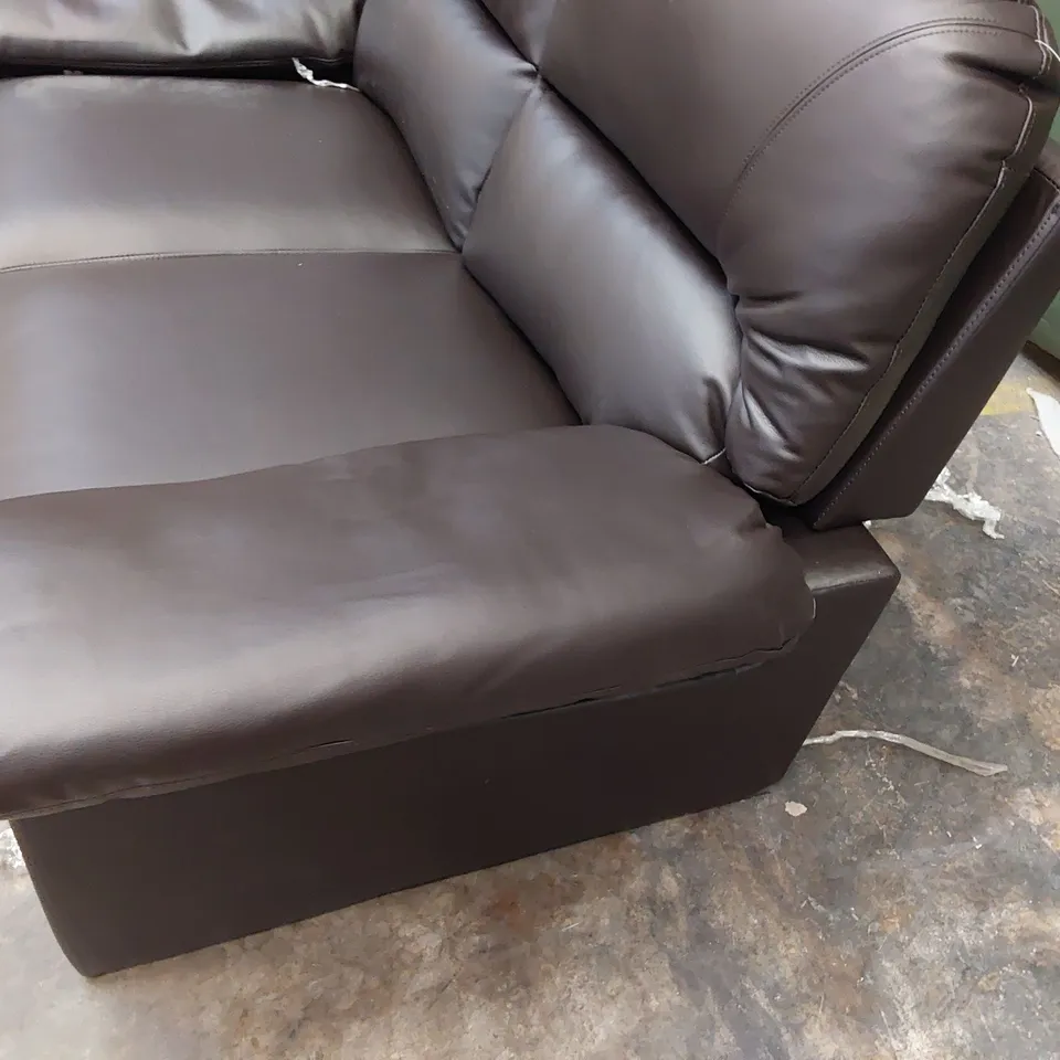 DESIGNER 2 SEATER BROWN LEATHER SOFA