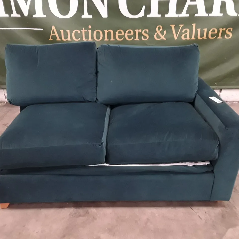 QUALITY DESIGNER ASHWELL RHF CHAISE STORAGE SOFA BED - EMERALD FABRIC 