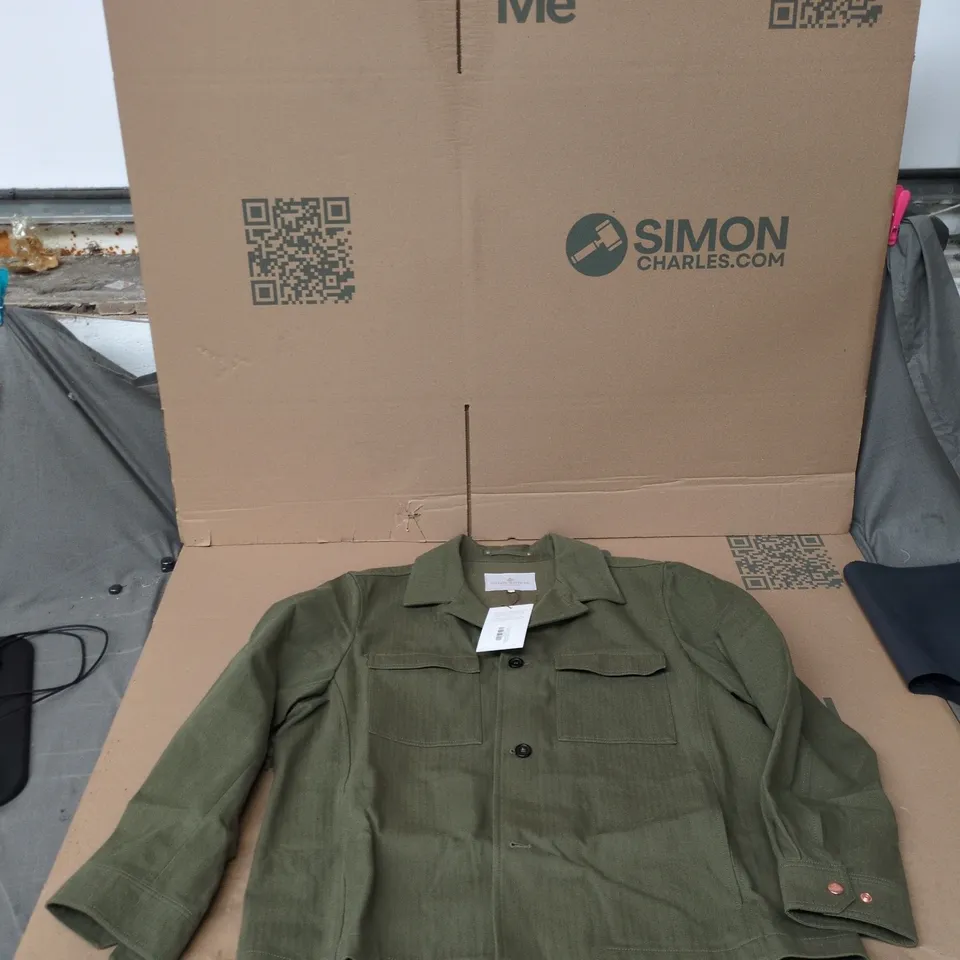 PRIVATE WHITE V.C. OVERLOAD JACKET – MOSS GREEN, 100% COTTON, UK SIZE 6