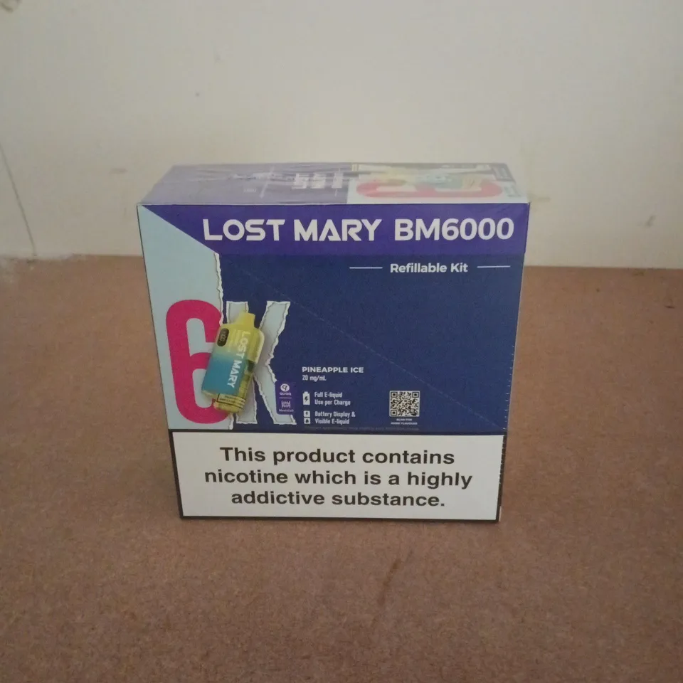 BOXED AND SEALED LOST MARY BM6000 REFILLABLE KIT 5 PACK - PINEAPPLE ICE