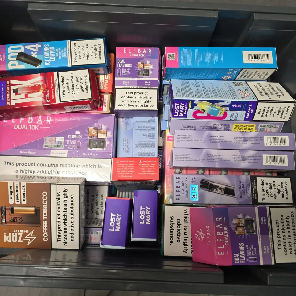 APPROXIMATELY 20 ASSORTED E-CIGARETTE PRODUCTS TO INCLUDE BRANDS SUCH AS ELFBAR, ARGUS, LOST MARY, ETC - COLLECTION ONLY
