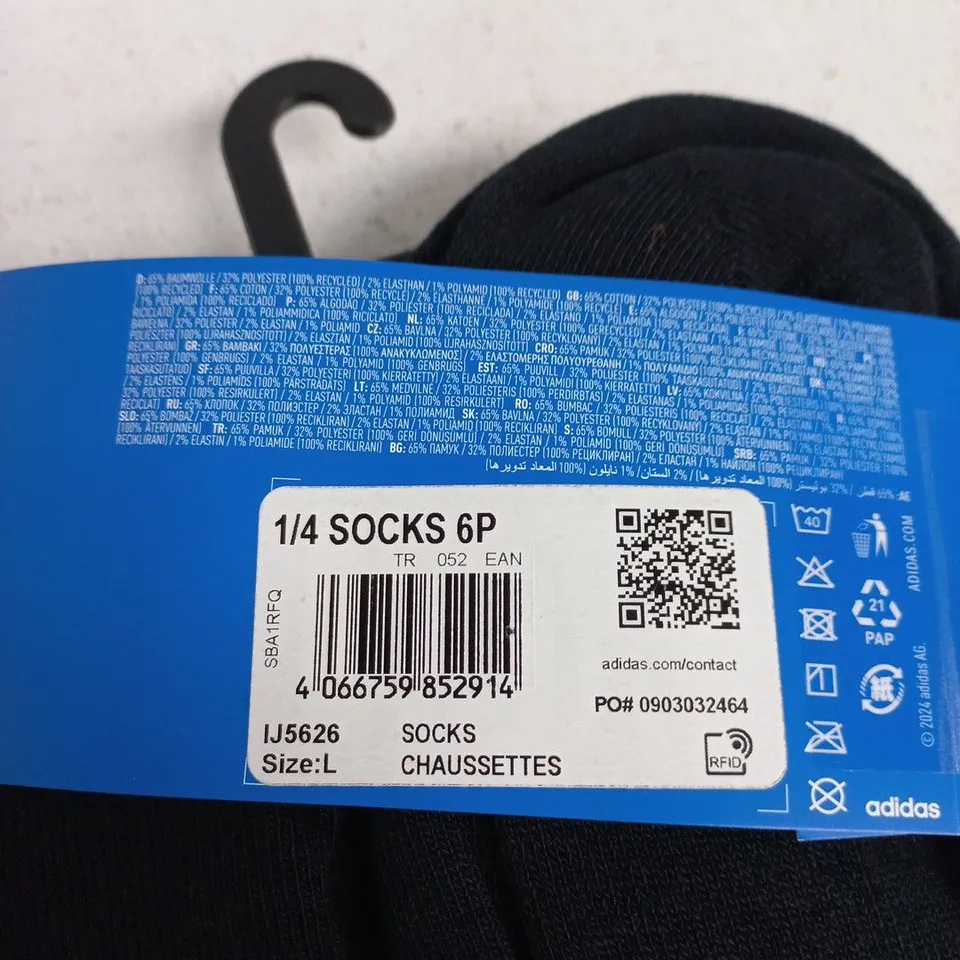 ADIDAS 1/4 SOCKS 6P – SIZE L