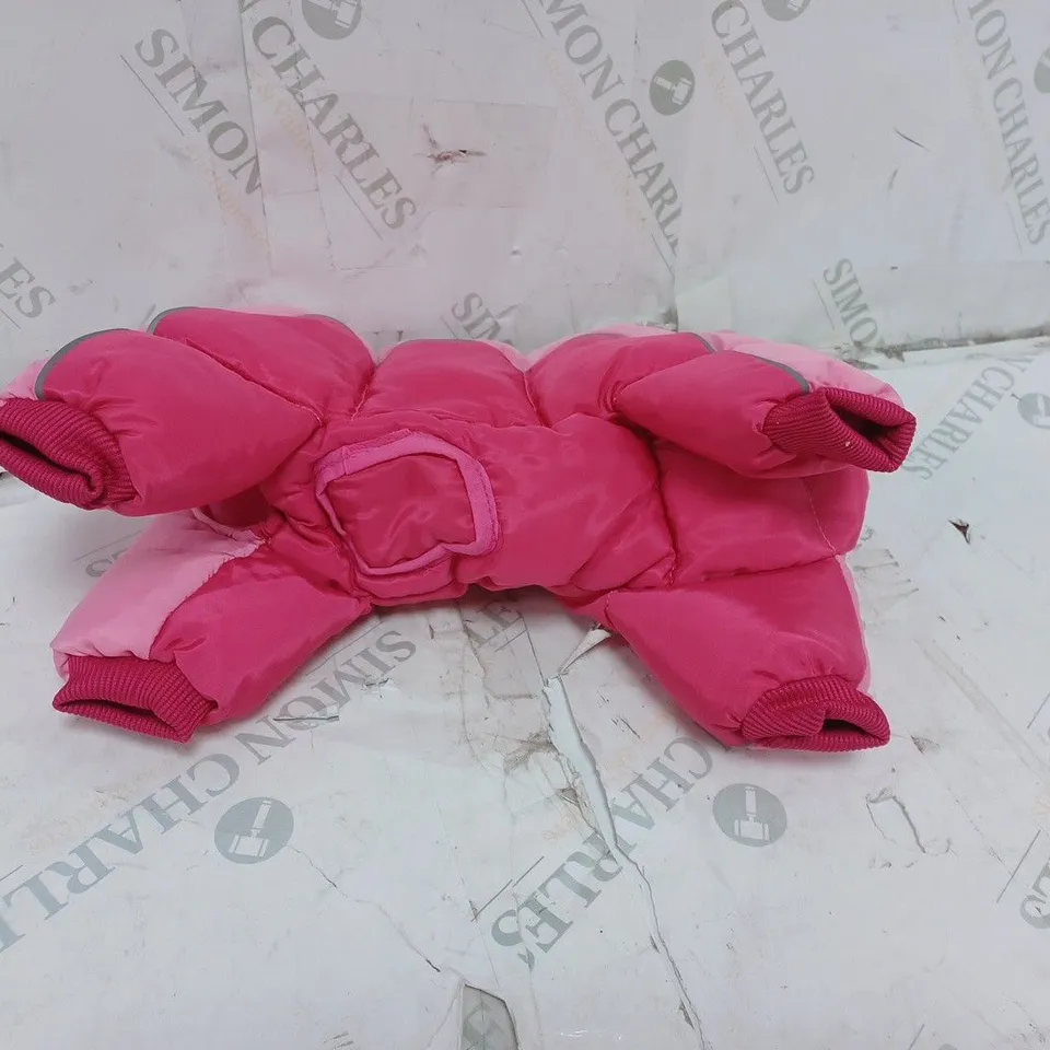 UNBOXED PINK COAT FOR SMALL DOGS. ZIP FASTENING QUILTED FOR WARMTH