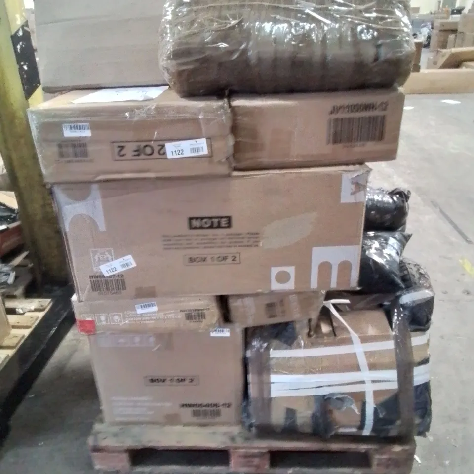 PALLET CONTAINING VARIOUS ASSORTED INCOMPLETE FURNITURE PARTS AND OTHER HOUSEHOLD ITEMS 