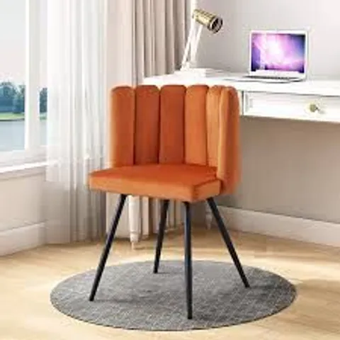 BOXED SET OF TWO TUKAILAI ORANGE VELVET DINING CHAIRS