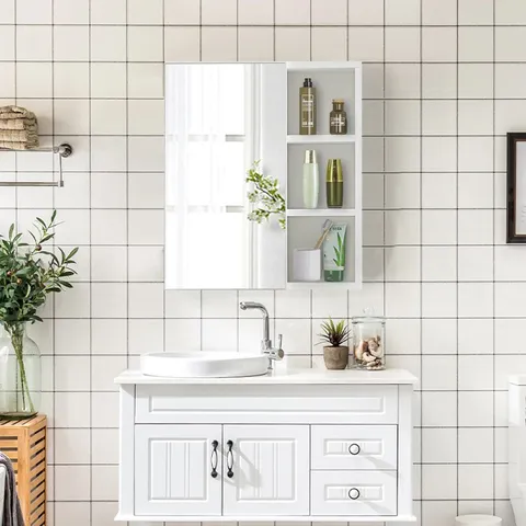 BOXED WHITE MIRROR CABINET (1 BOX)