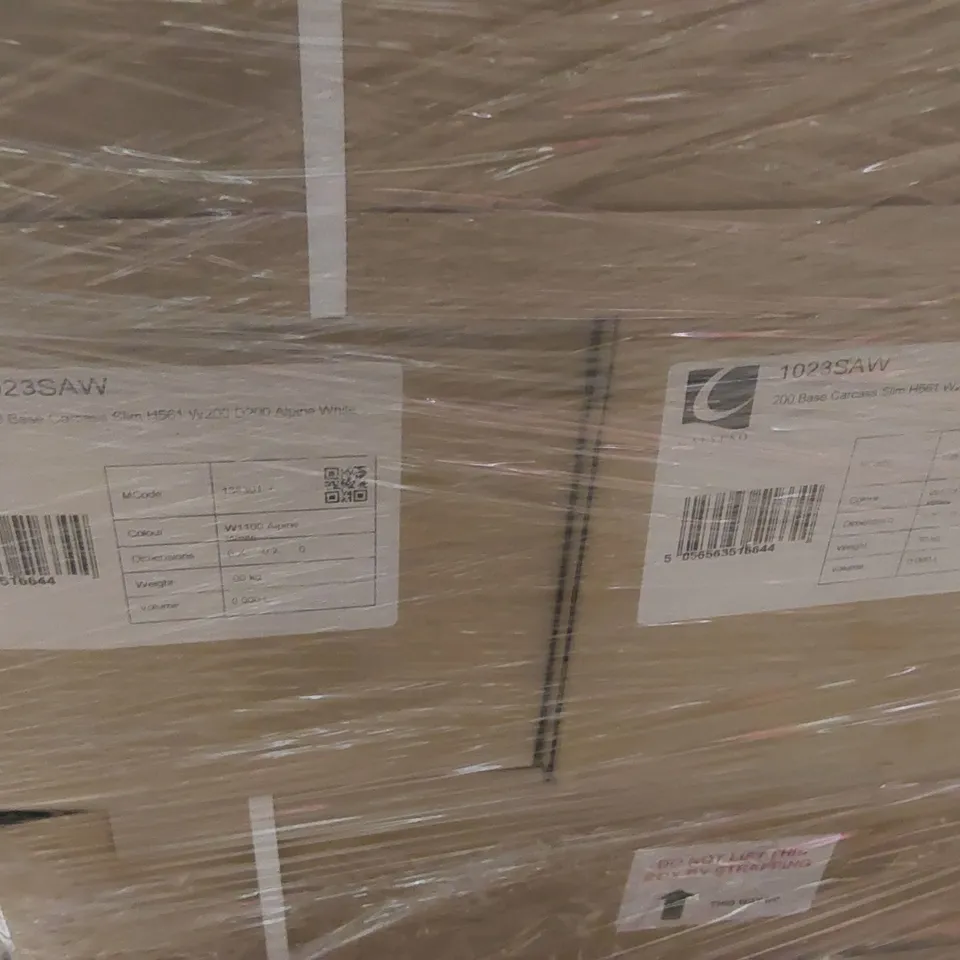 PALLET CONTAINING A LARGE QUANTITY OF BRAND NEW CALYPSO 200 BASE CARCASS SLIM H561 W200 D200 ALPINE WHITE