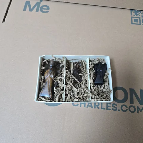 BLISS & BEYOND SET OF 3 GEMSTONE ANGEL FIGURINES (3IN, 2.5IN, 2IN)