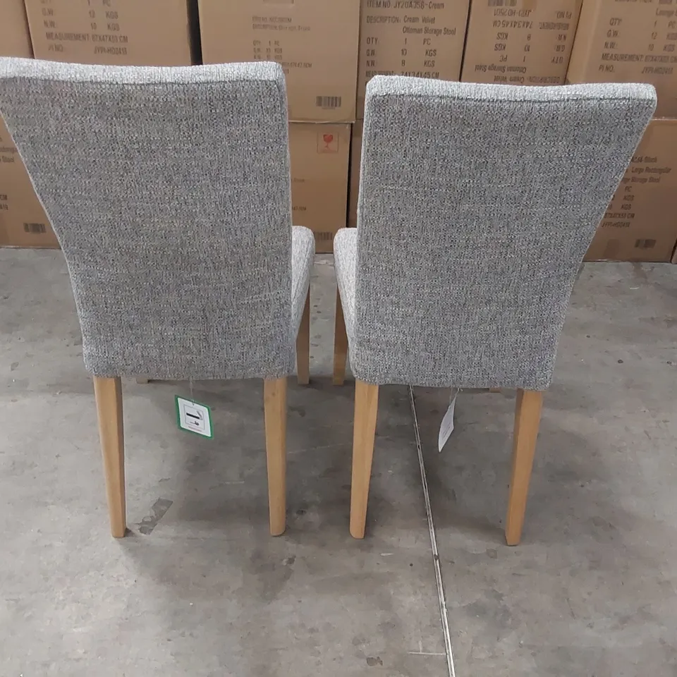 PAIR OF DESIGNER FABRIC WEAVE UPHOLSTERED DINING CHAIRS