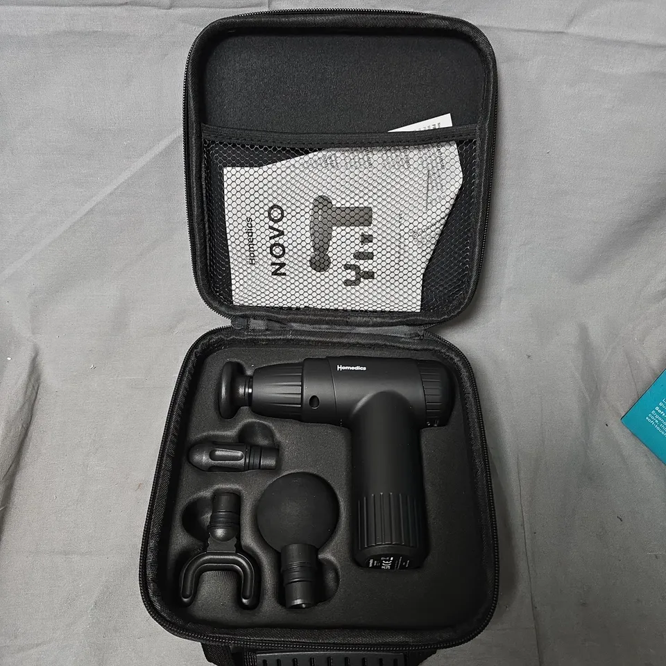 Homedics Novo Mini Massage Gun with 4 Attachments and Travel Case