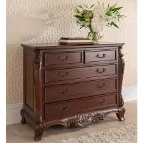 BRAND NEW HOMESDIRECT365 RAPHAEL ANTIQUE FRENCH STYLE 5 DRAWER CHEST OF DRAWERS 