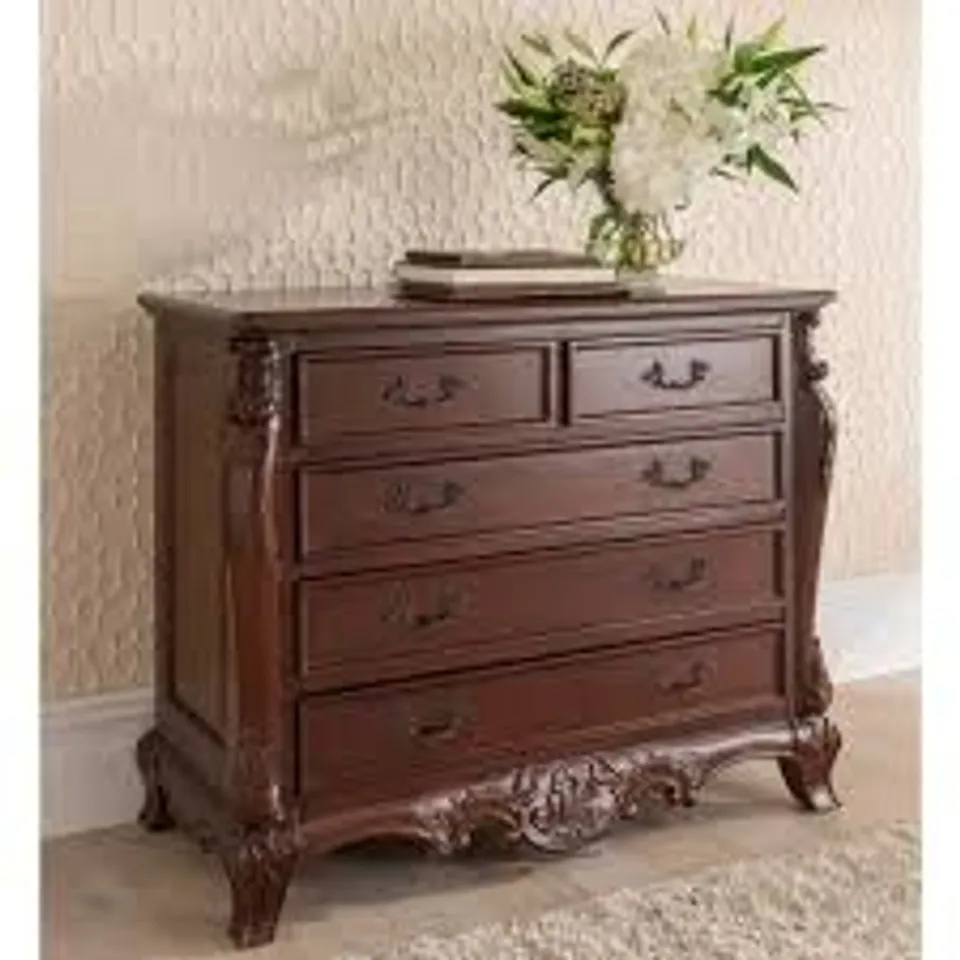 BRAND NEW HOMESDIRECT365 RAPHAEL ANTIQUE FRENCH STYLE 5 DRAWER CHEST OF DRAWERS 