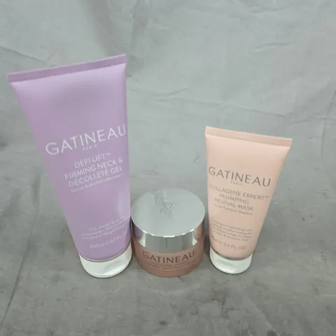 GATINEAU SKINCARE TRIO: DEF LIFT NECK & DÉCOLLETÉ GEL, COLLAGEN EXPERT PLUMPING RENEWAL MASK & JAR