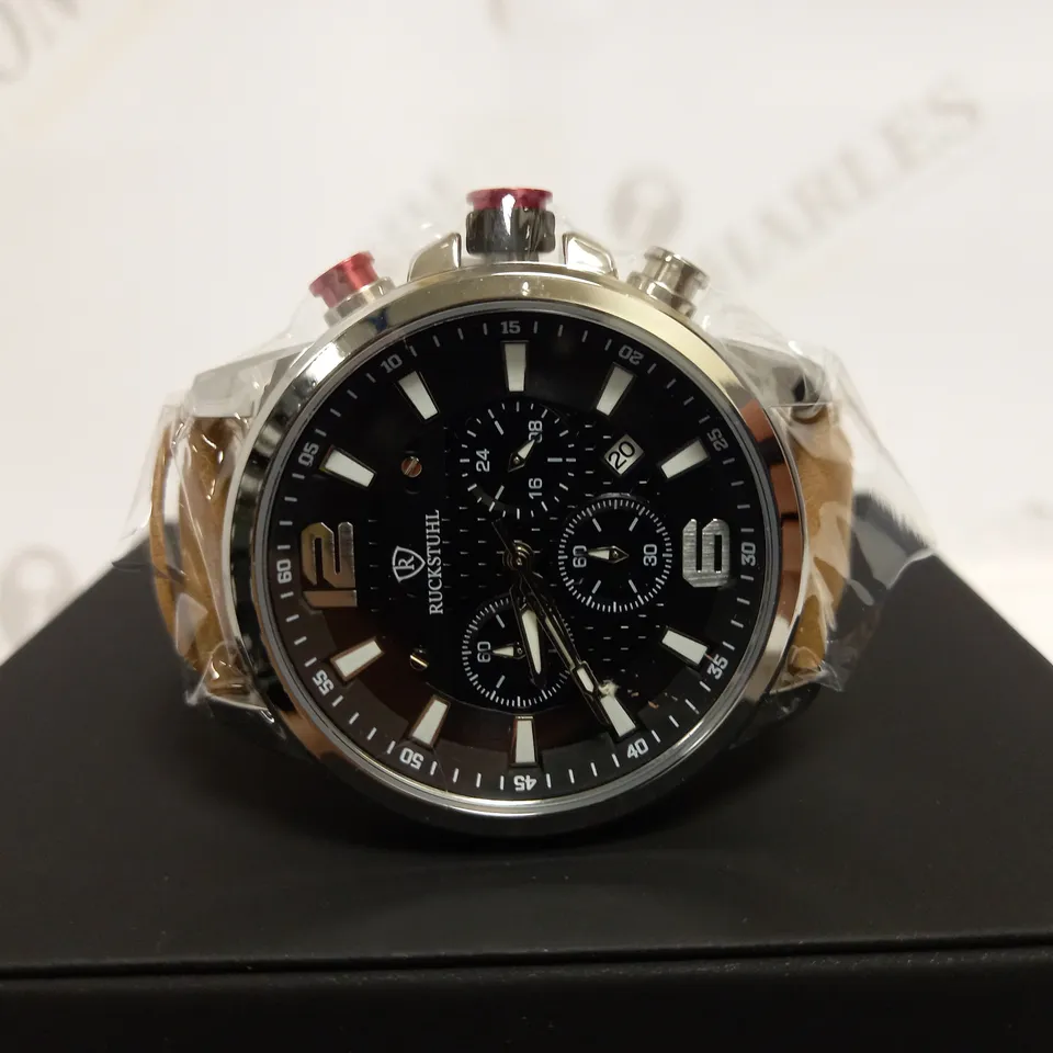 RUCKSTUHL SPORTS CHRONOGRAPH LEATHER STRAP WATCH