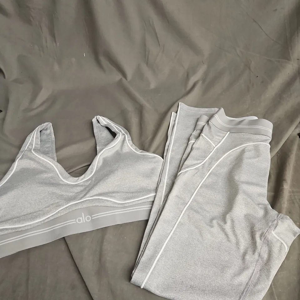 ALO YOGA WOMEN'S GREY SPORTS BRA & LEGGINGS SET SIZE M