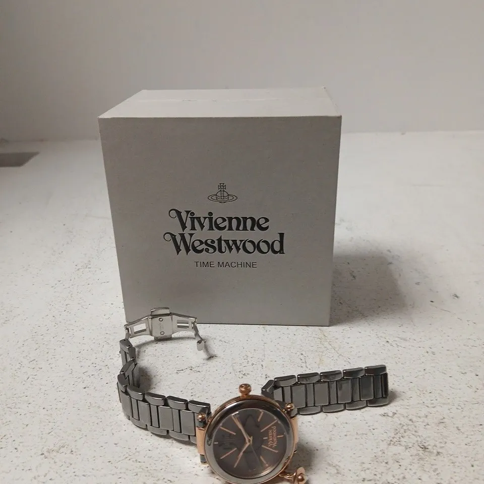 VIVIENNE WESTWOOD TIME MACHINE WATCH – ROSE GOLD & STAINLESS STEEL BRACELET (BOXED)