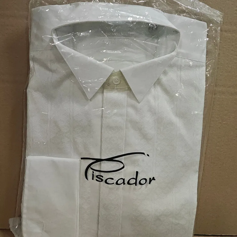BAGGED PISCADOR PATTERNED LONG SLEEVE WHITE SHIRT - 15.5/40