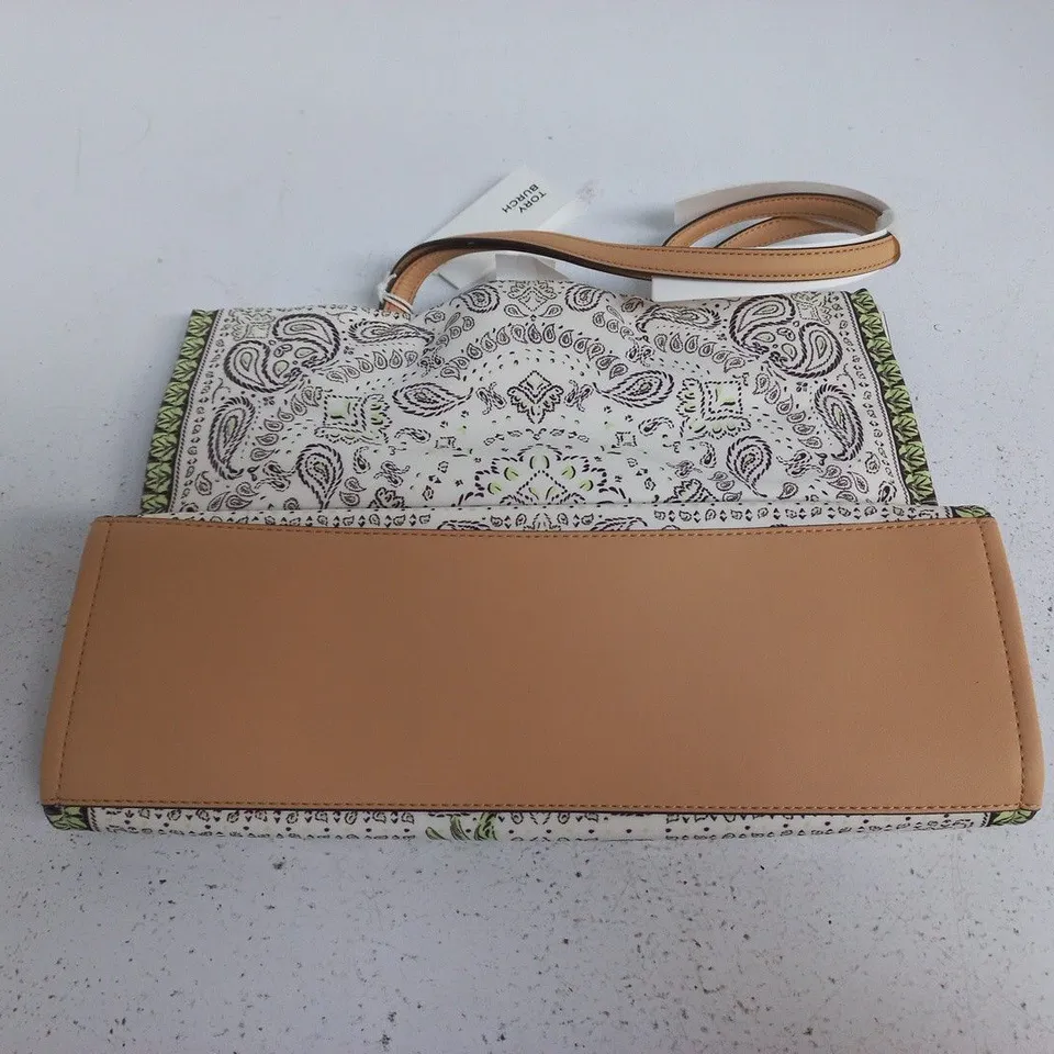 TORY BURCH ELLA PRINTED SMALL TOTE – MINT COCKATOO