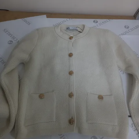 ZARA KNITTED CREAM JACKET - EUR M