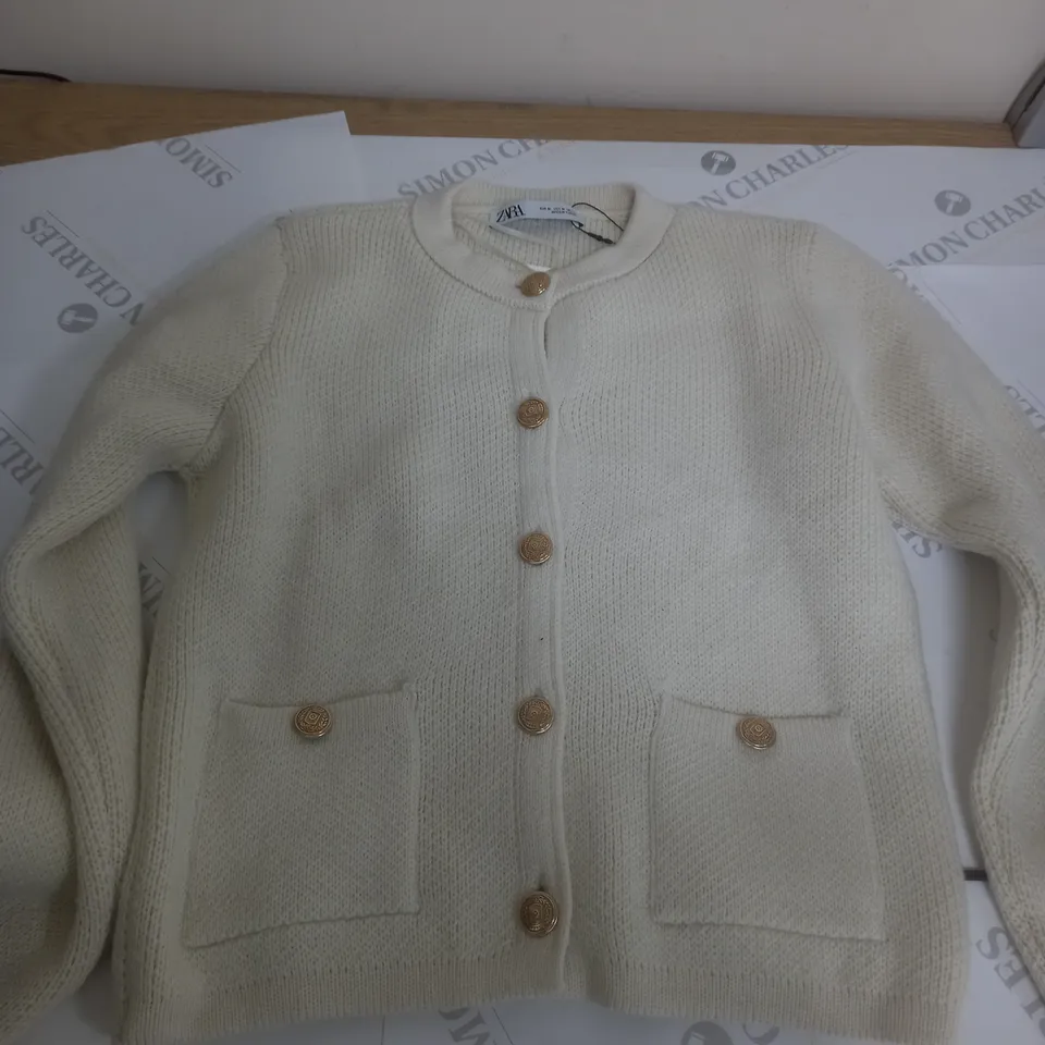 ZARA KNITTED CREAM JACKET - EUR M