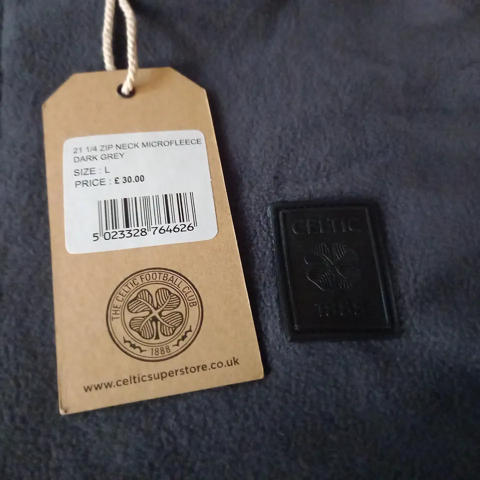 CELTIC FC HERITAGE 1/4 ZIP MICROFLEECE IN GREY - L