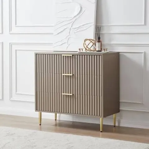 BOXED DUSK EVIE 3 DRAWER CHEST - TAUPE