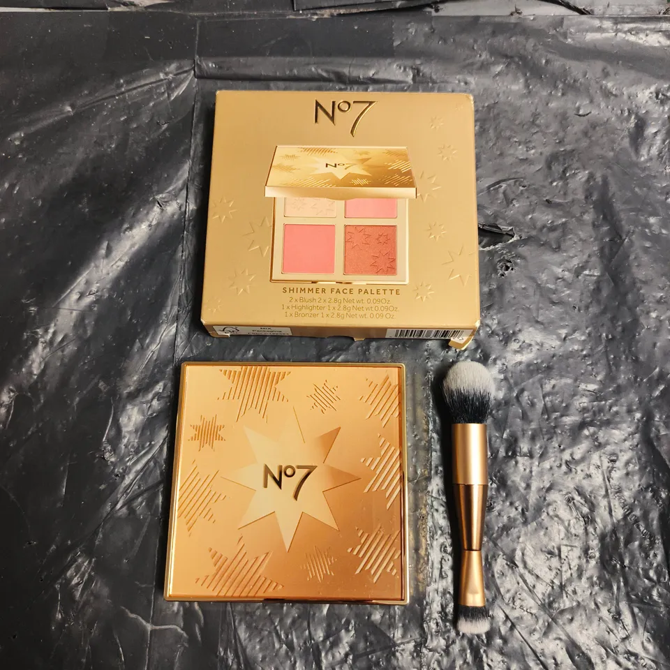 NO7 SHIMMER FACE PALETTE – GOLD 4-PAN MAKEUP PALETTE WITH MIRROR