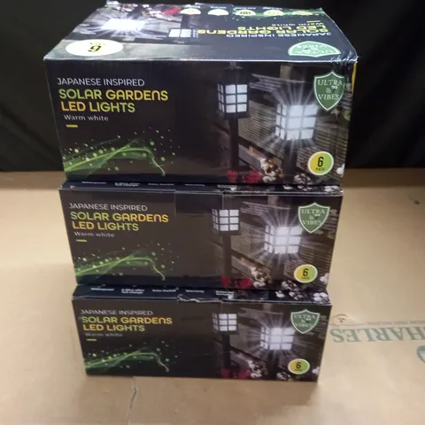 LOT OF 3 JAPANESE INSPIRED 6-PACKS OF SOLAR GARDEN LED LIGHTS
