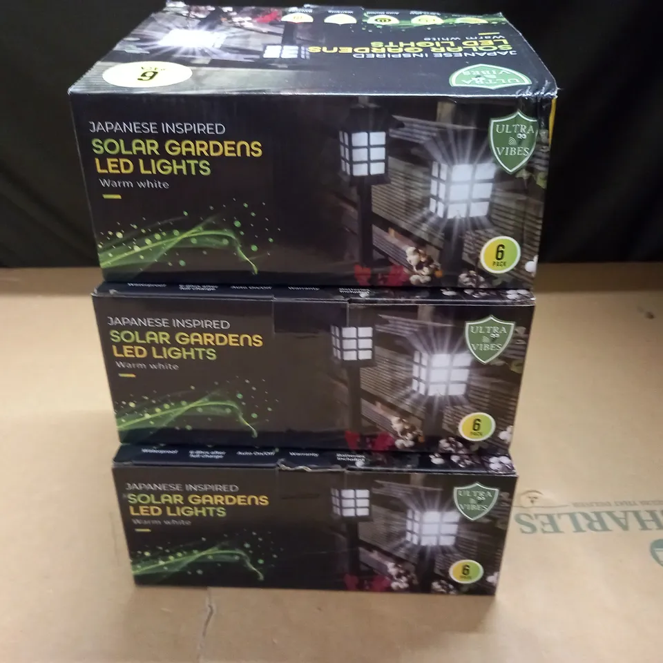 LOT OF 3 JAPANESE INSPIRED 6-PACKS OF SOLAR GARDEN LED LIGHTS