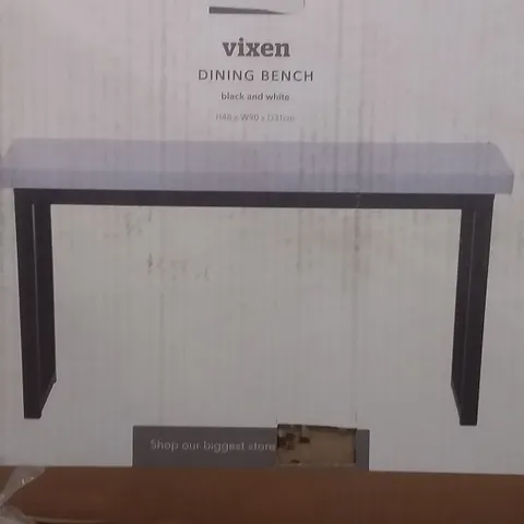 BOXED VIXEN DINING TABLE IN BLACK AND WHITE H48 X W90 X D31CM