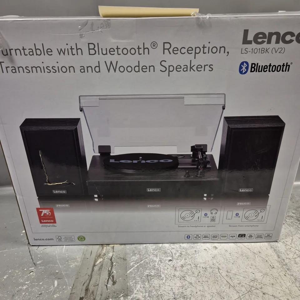 BOXED LENCO BLUETOOTH TURNTABLE WITH SPEAKERS LS-101BK