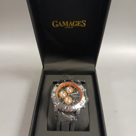 GAMAGES INNOVATOR STEEL BLACK DIAL WATCH