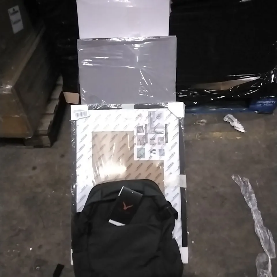 PALLET OF HOUSEHOLD ITEMS TO INCLUDE THERMOSTAT SHOWER, PICTURE FRAME, RUCKSACK AND OTHER ASSORTED ITEMS...