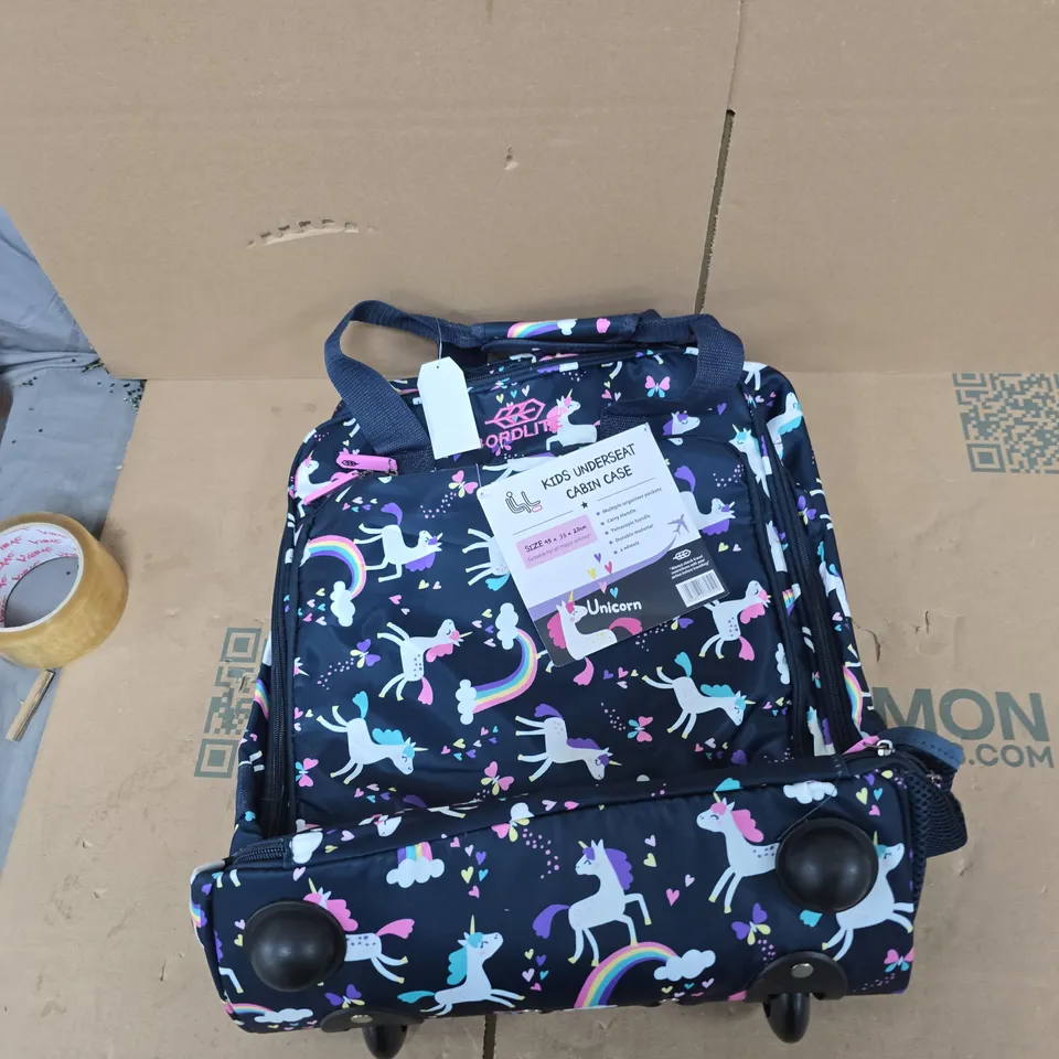 CORDLITE KIDS UNDERSEAT CABIN CASE – UNICORN PRINT, 45 X 36 X 20CM, 2 WHEELS