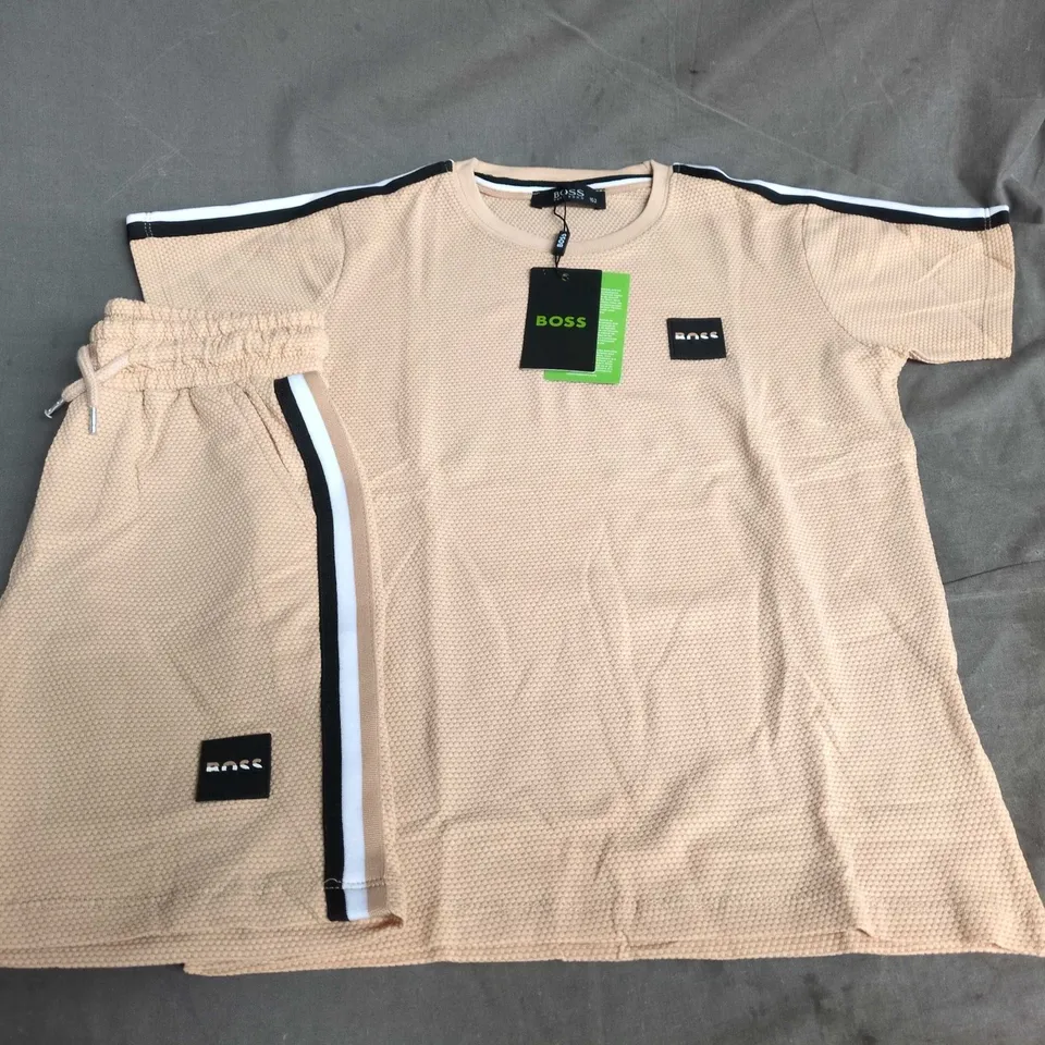 BOSS KIDS T-SHIRT AND SHORT SET IN NATURAL - 152