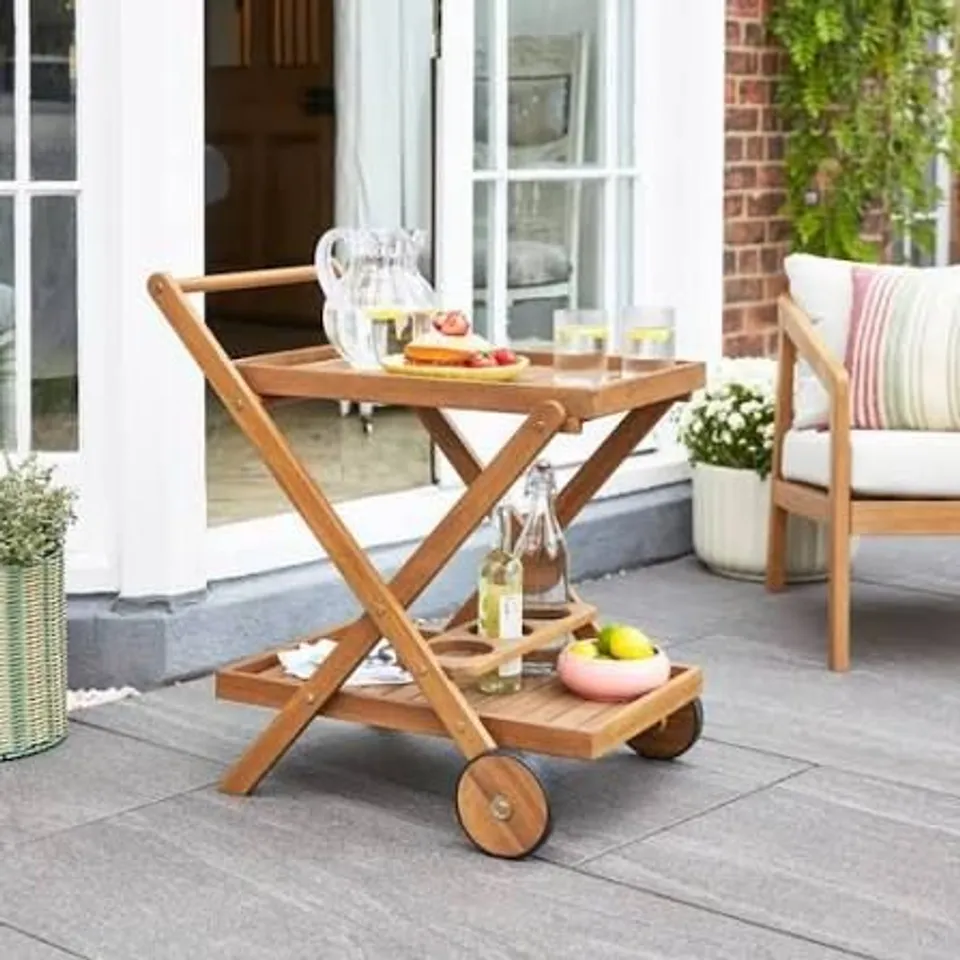 BOXED VIENNA WOODEN GARDEN TEA TROLLEY