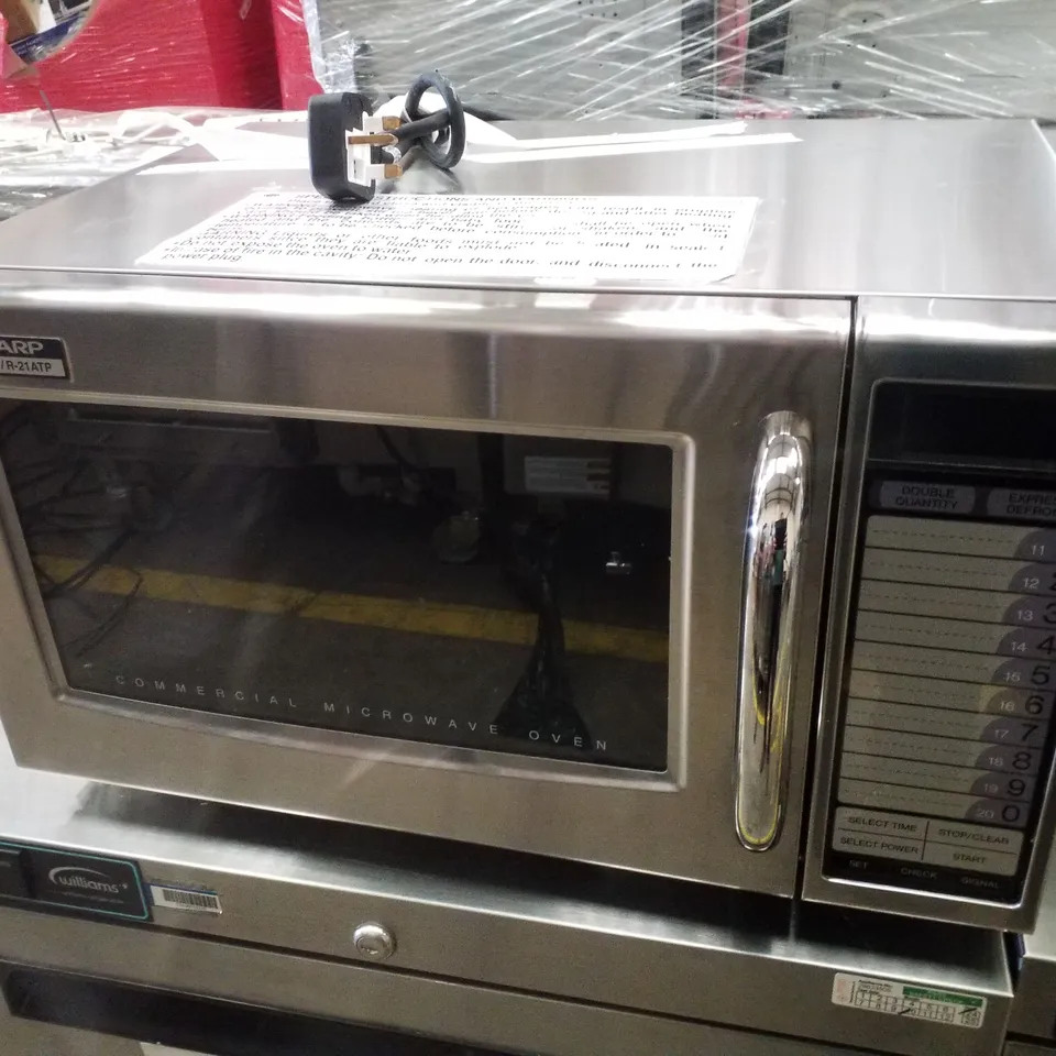 SHARP R21ATP STAINLESS STEEL COMMERCIAL MICROWAVE 1000 WATTS 28L