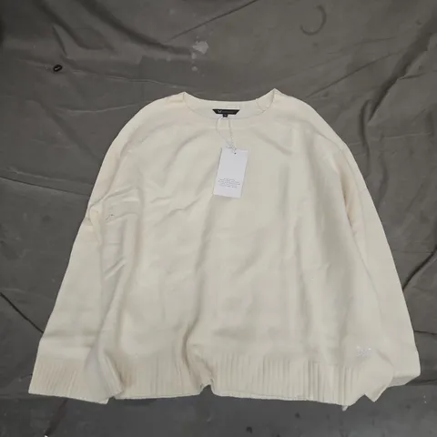 CREW CLOTHING COMPANY KNIT SWEATER – CREAM, UK SIZE 16