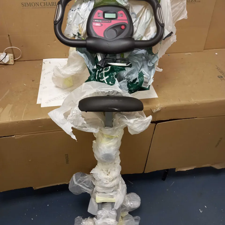 ULTRASPORT FOLDABLE EXERCISE BIKE WITH HAND PULSE SENSORS - BLACK AND SILVER - COLLECTION ONLY