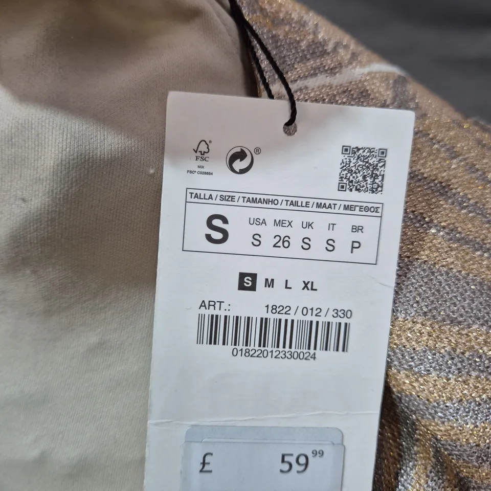 ZARA WOMEN’S LONGLINE COAT / DUSTER – BROWN & CREAM LEAF PRINT – UK S