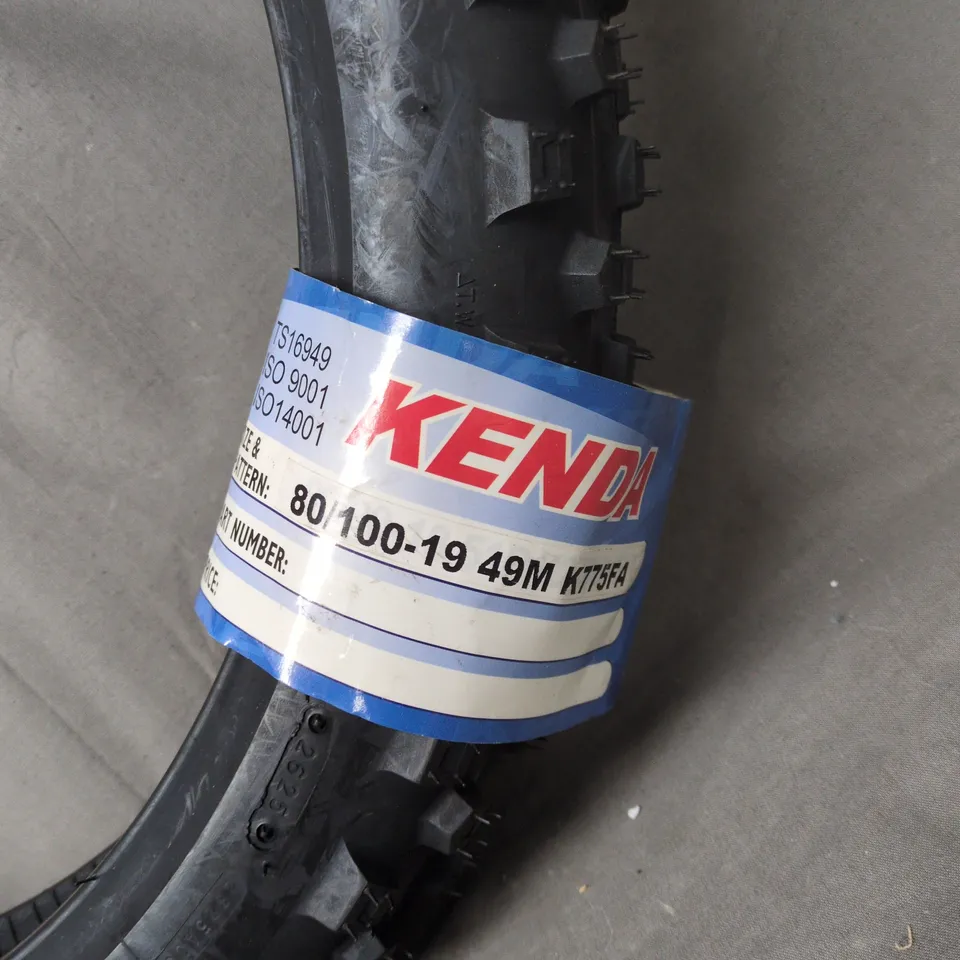KENDA MOTORCYCLE TYRE 80/100-19 M/C 49M – BRAND NEW WITH LABELS