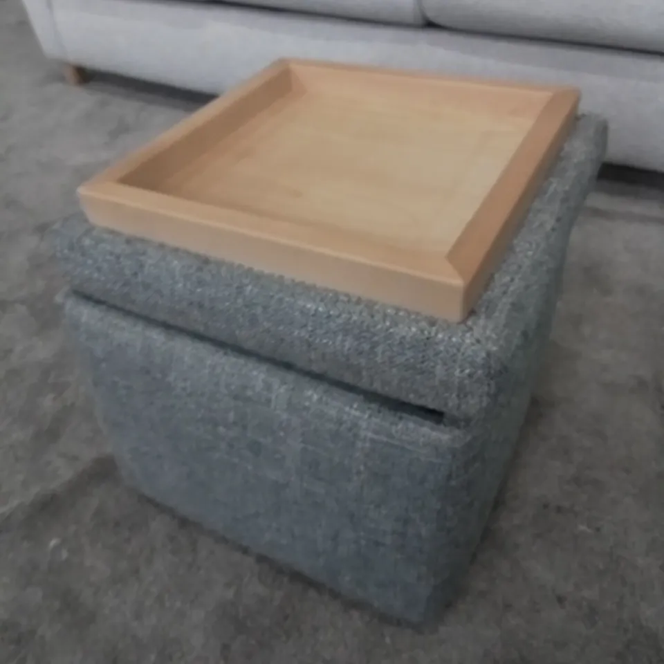 DESIGNER G PLAN MADE SPENCER DAPPLE FABRIC STORAGE FOOTSTOOL