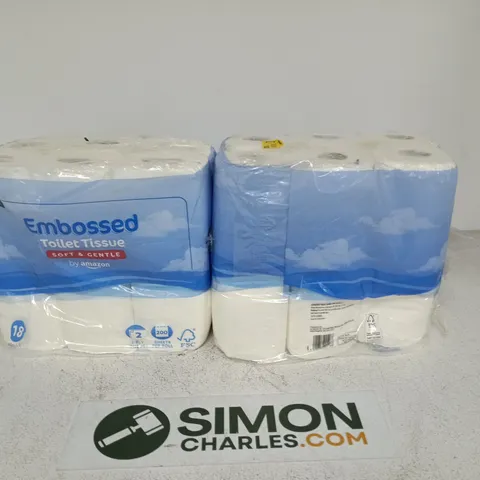 EMBOSSED TOILET TISSUE – SOFT & GENTLE, 18 ROLLS X 2 PACKS (36 ROLLS TOTAL)