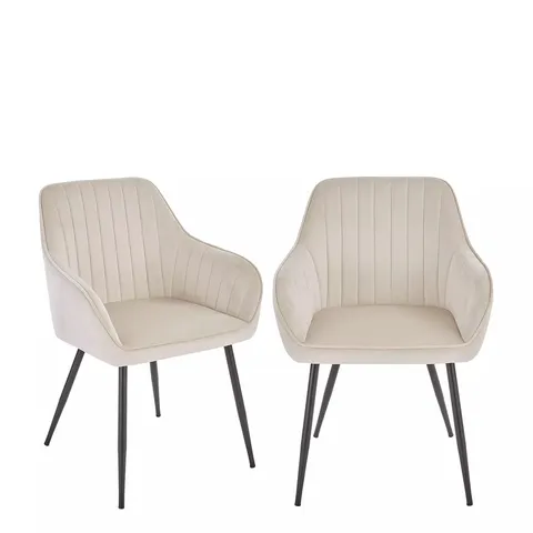 ALISHA PAIR OF FABRIC DINING CHAIRS - NATURAL